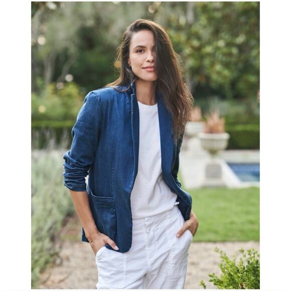 Frank & Eileen Women’s Sz M Blue Denim Dublin Blazer Jacket 1977 Wash